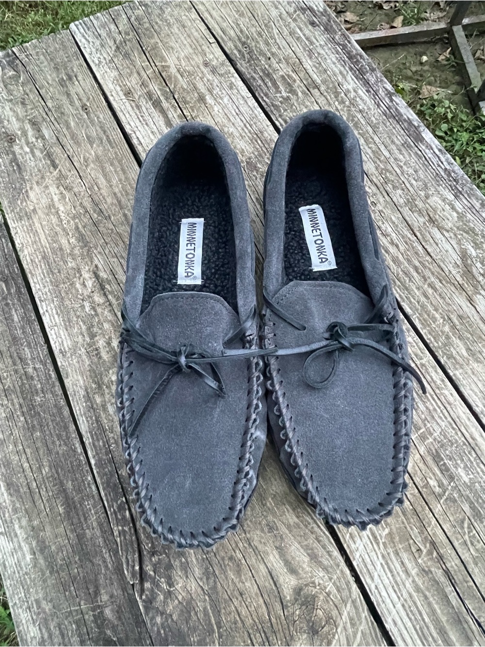 Minnetonka Charcoal /Grey M-11 Flat Slip-On Moccasins